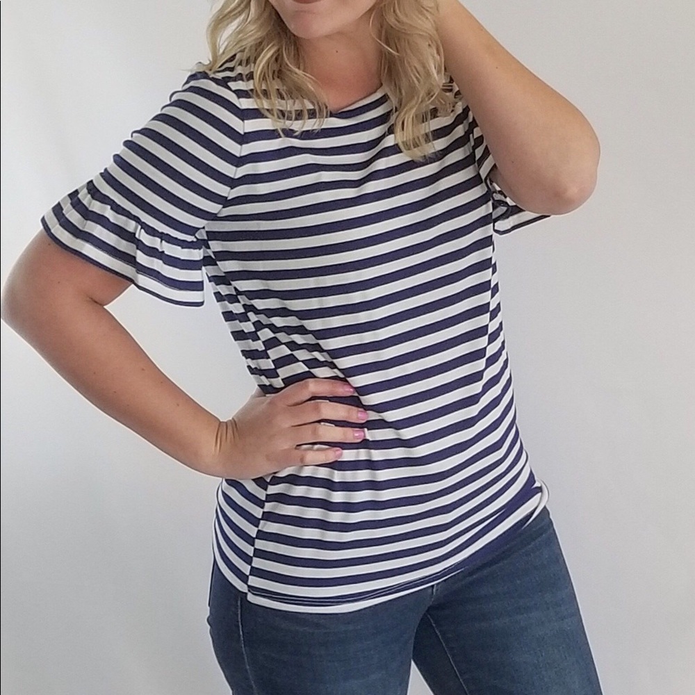 Blue and White Stripe Top